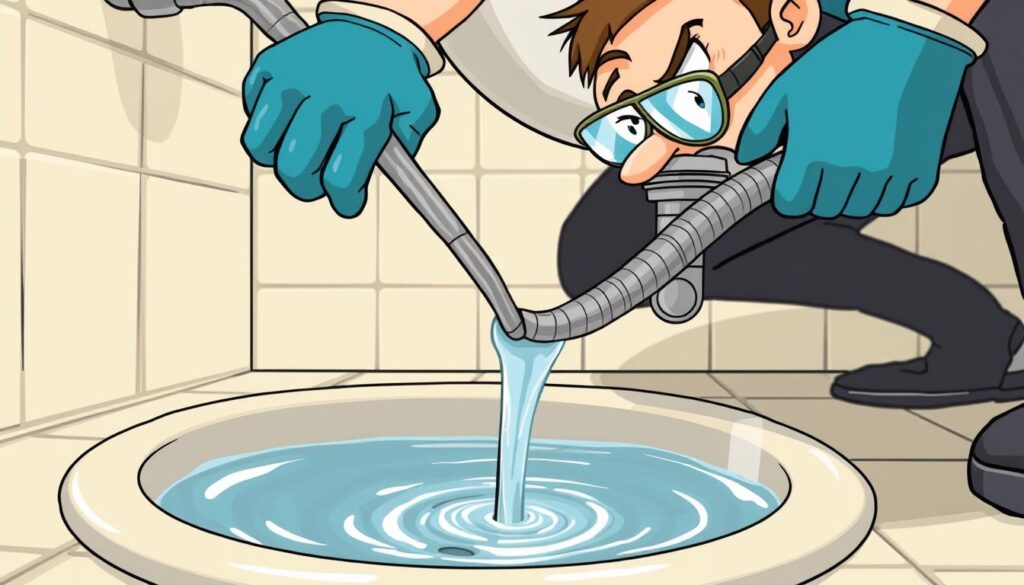 unclogging drains with a snake